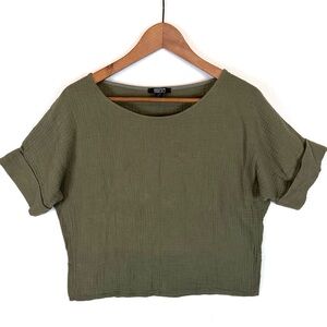 Stylish Olive Green Cotton Gauze Top for Women